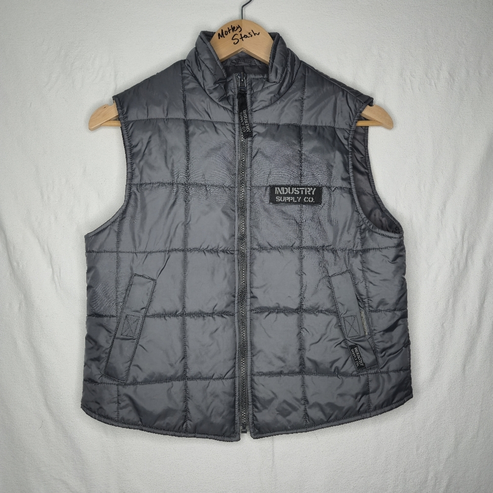 Industry Supply Co. Gray Puffer Vest Size Medium